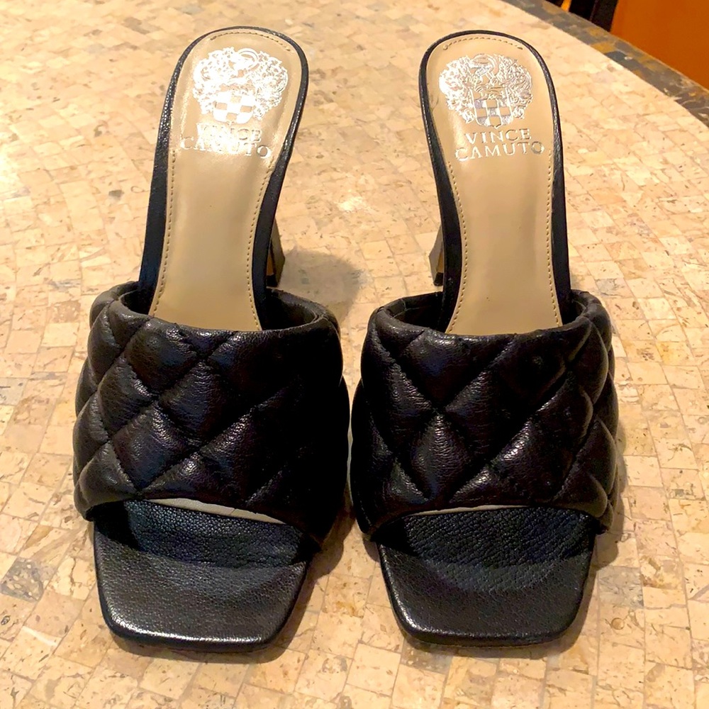 Vince Camuto Quilted Leather Square Toe Mule